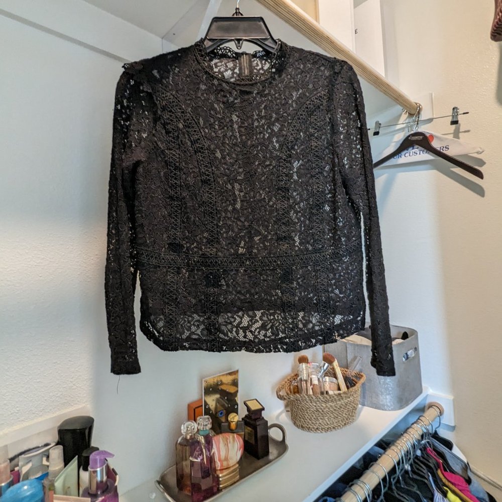 Zara Mock Neck Lace Blouse